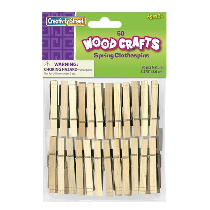 Creativity Street Spring Clothespin, 3-3/8 Inches, Pack of 50