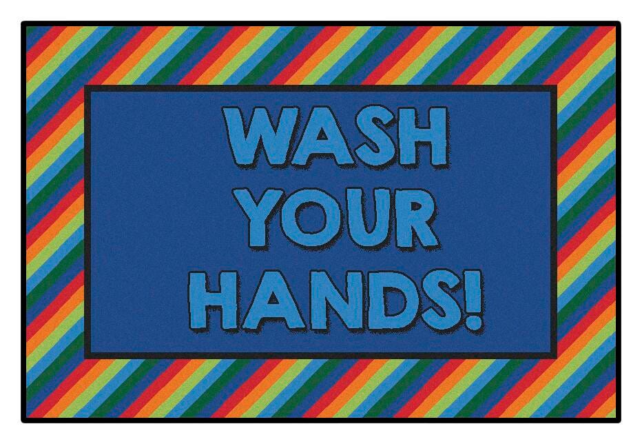 Carpets for Kids KID$Value Rainbow Striped Wash Your Hands Mat Carpet, 3 x 4-1/2 Feet, Rectangle, Multicolored 2051447