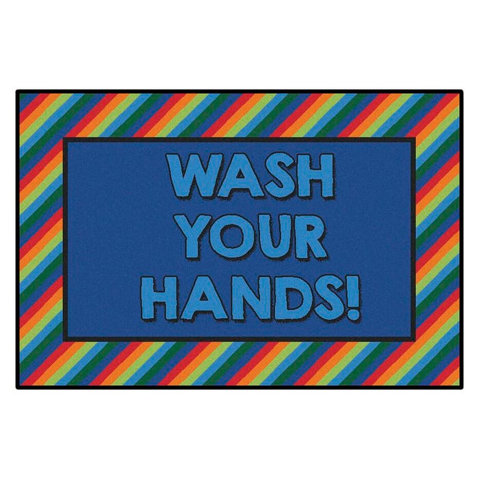 Carpets for Kids KID$Value Rainbow Striped Wash Your Hands Mat Carpet, 3 x 4-1/2 Feet, Rectangle, Multicolored