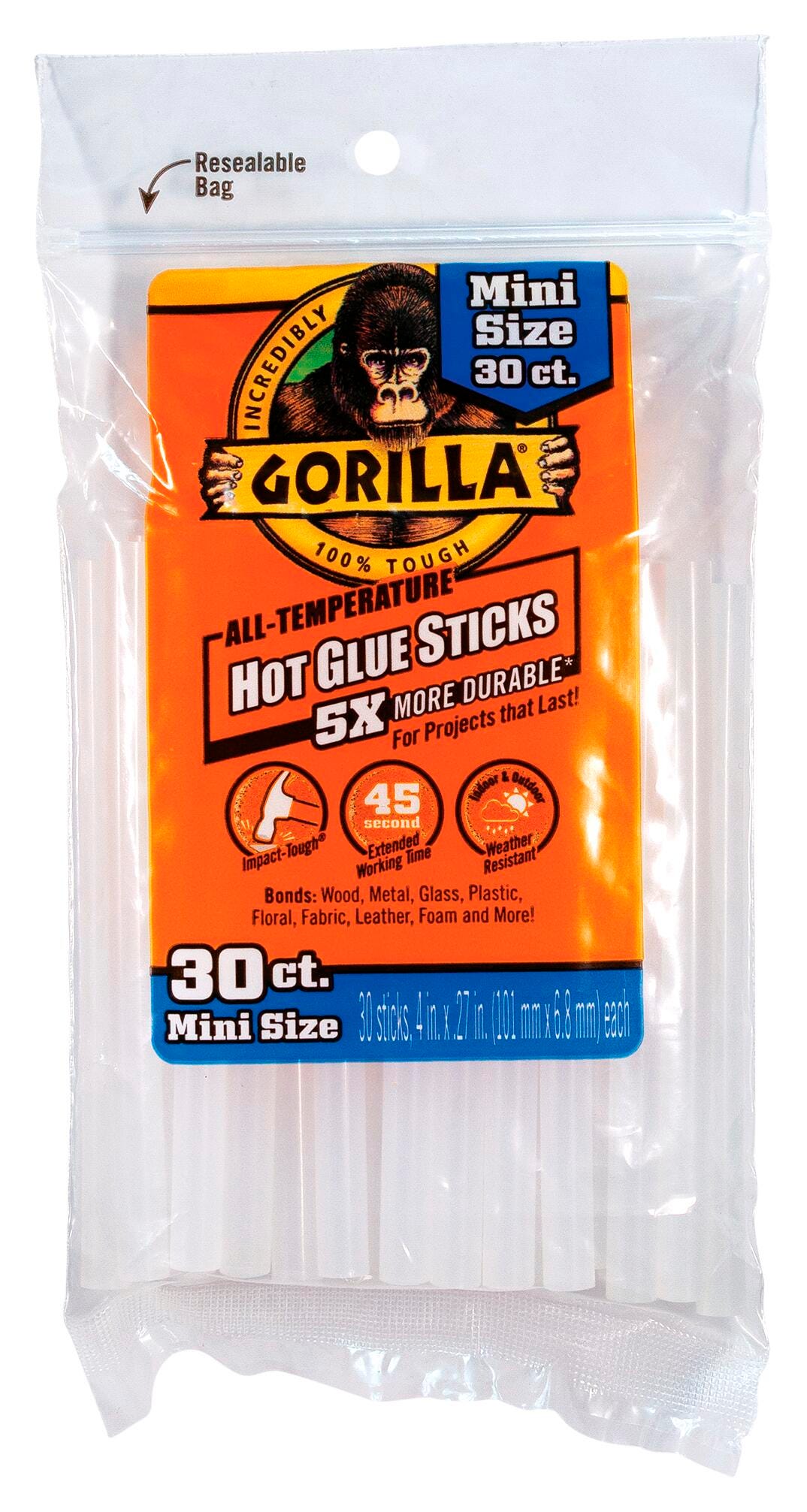 Gorilla Glue Mini Hot Glue Sticks, Pack of 30, Item Number 2021450