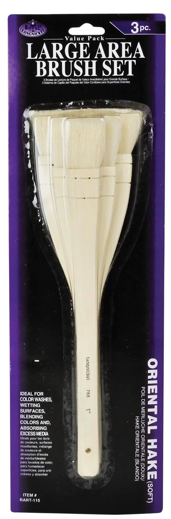 Royal & Langnickel Oriental-Style Hake Brushes, Goat Hair, Assorted Sizes, Set of 3 Item Number 402423