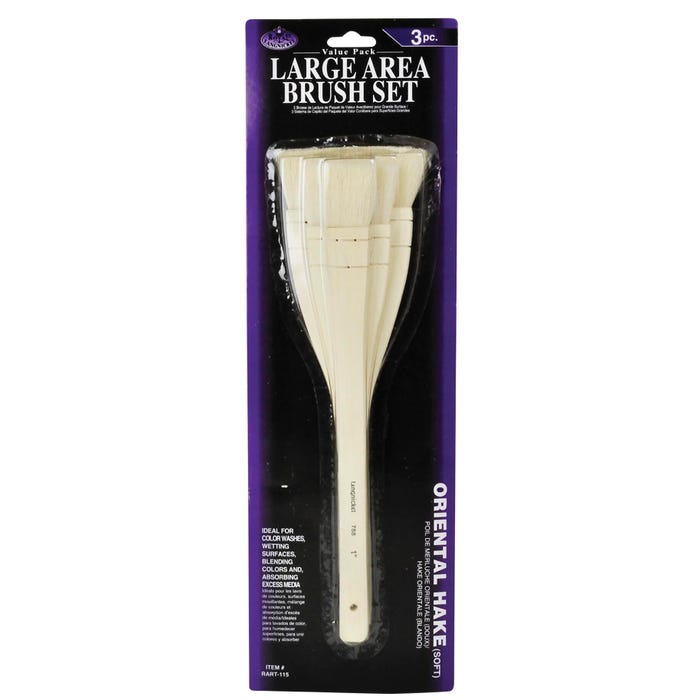 Royal & Langnickel Oriental-Style Hake Brushes, Goat Hair, Assorted Sizes, Set of 3