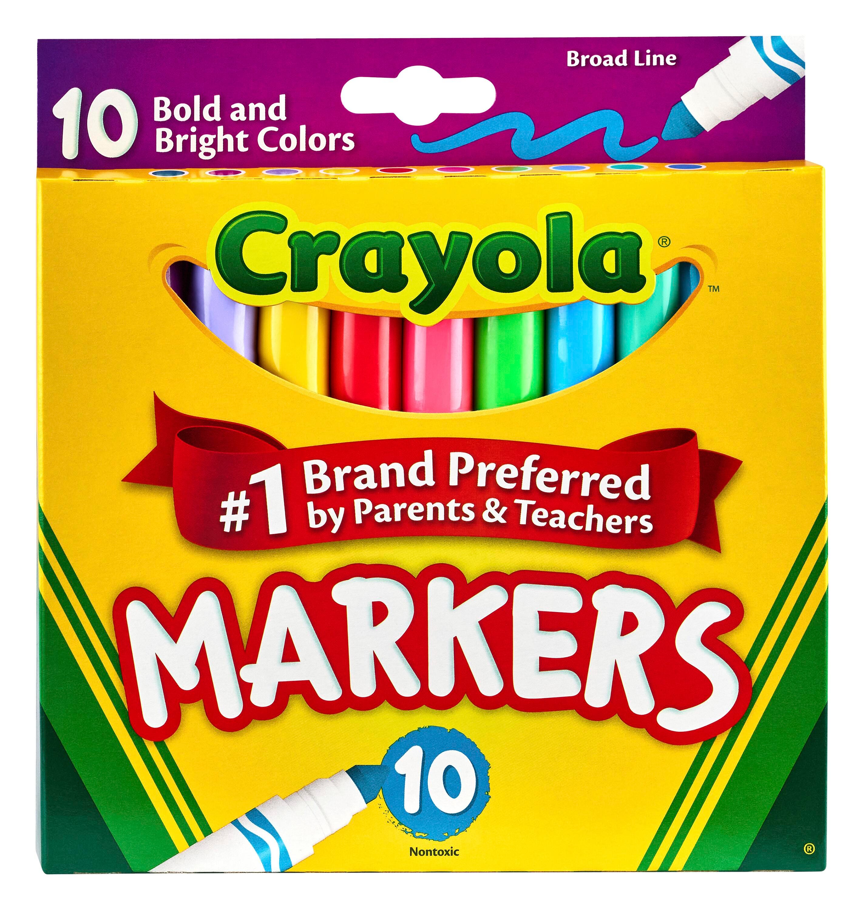 Image for Crayola Markers, Broad Line, Assorted Bold and Bright Colors, Set of 10 from School Specialty