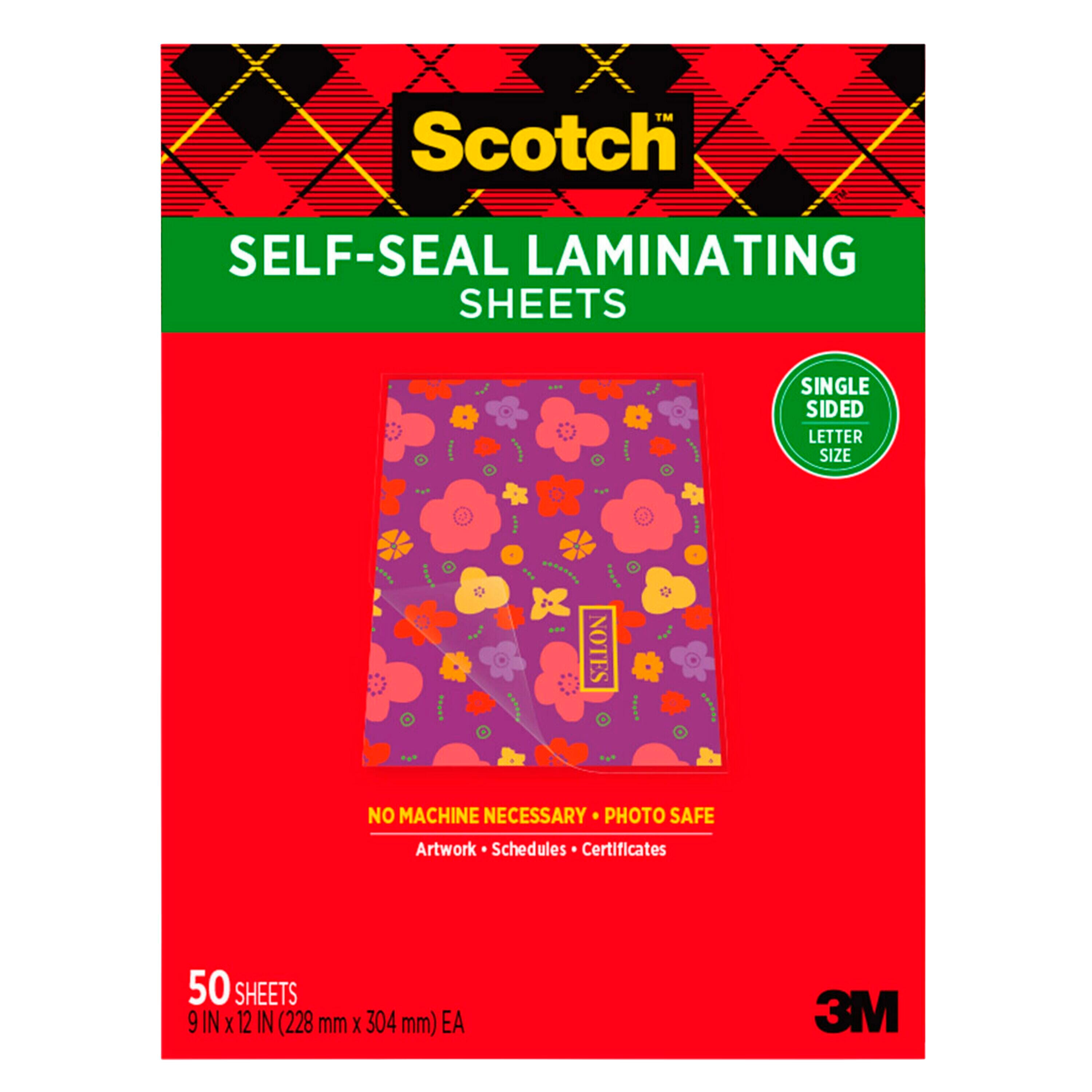 Image for Scotch Single-Sided Laminating Sheet, 9 x 12 Inches, Clear, Pack of 50 from School Specialty