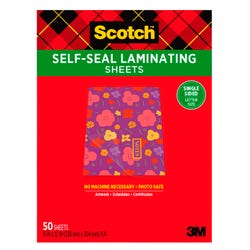 Scotch Single-Sided Laminating Sheet, 9 x 12 Inches, Clear, Pack of 50, Item Number 1465299