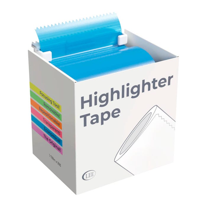 Lee Removable Wide Highlighter Tape, 1-7/8 X 393 Inches, Blue, Pack of 2