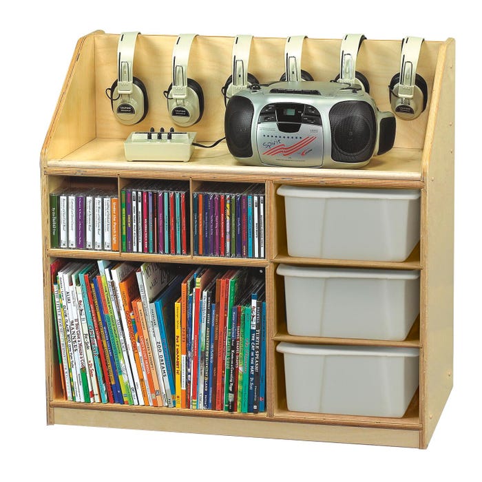 Childcraft Mobile Audio Station, 3 Translucent Trays, 29-3/4 x 16-1/2 x 29-3/4 Inches