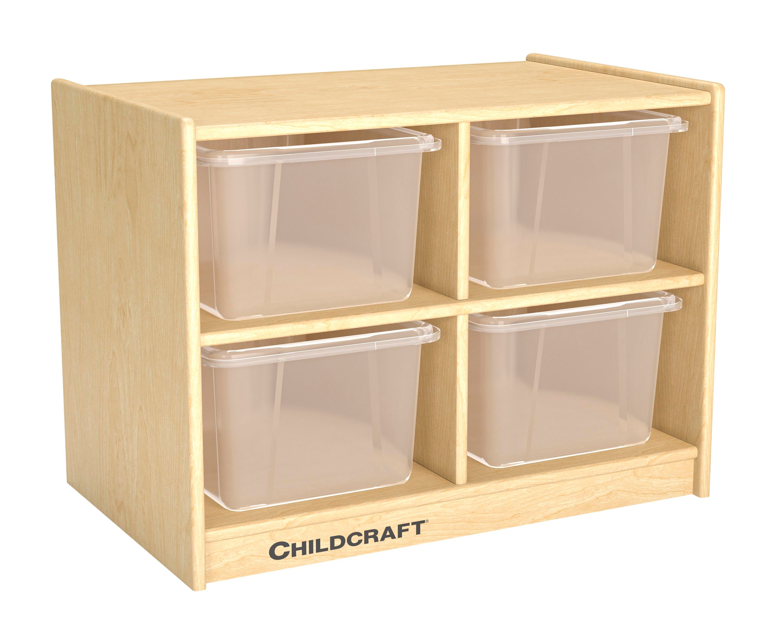 Childcraft Cubby Storage Unit, 4 Translucent Tubs, 25-5/8 x 16 x 19 Inches 1574098