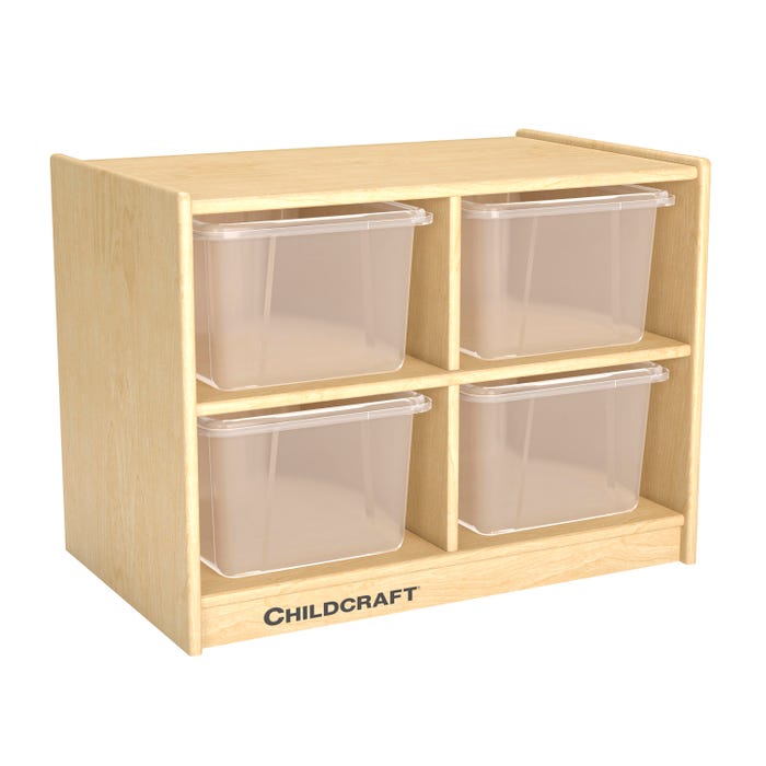 Childcraft Cubby Storage Unit, 4 Translucent Tubs, 25-5/8 x 16 x 19 Inches