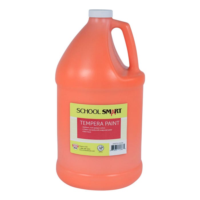 School Smart Tempera Paint, Orange, 1 Gallon Bottle
