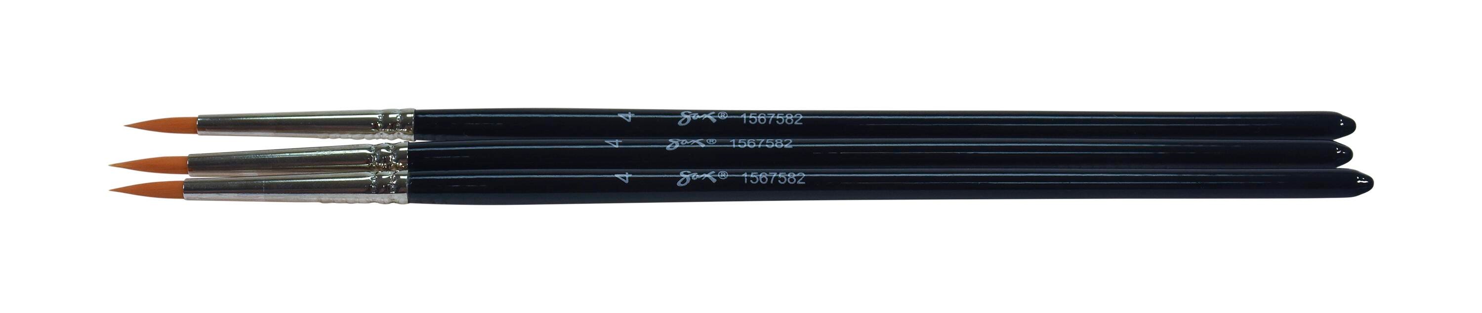 Sax True Flow Golden Taklon Watercolor Paint Brushes, Round, Size 4, Pack of 3, Item Number 1567582