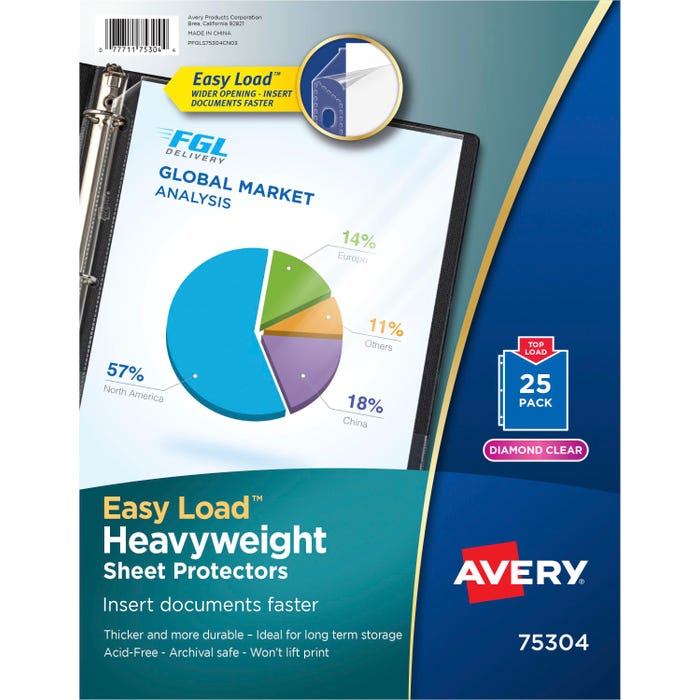 Avery Heavyweight Sheet Protectors, 8-1/2 x 11 Inches, Diamond Clear, Pack of 25