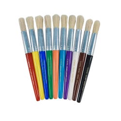 Image for School Smart Stubby Plastic Handle Paint Brushes, 7-1/2 Inches, Assorted Colors, Set of 10 from School Specialty