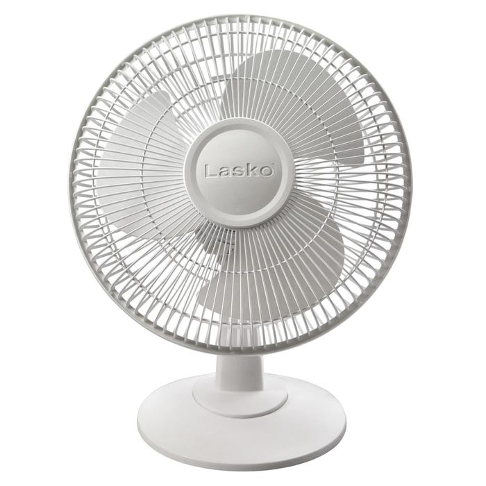 Lasko 3 Speed Oscillating Table Fan, 12 Inch Diameter, White