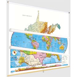Social Studies WEST VIRGINIA/U.S./WORLD MAP COMBO, Markable, Erasable, Grades 4-12, Item Number 1566332