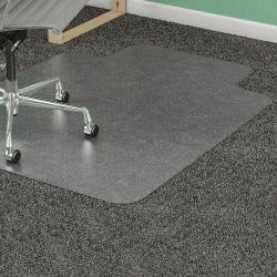 Lorell Medium-Pile Chair Mat, Standard Lip 19 x 10 Inches, 36 x 48 Inches, Clear