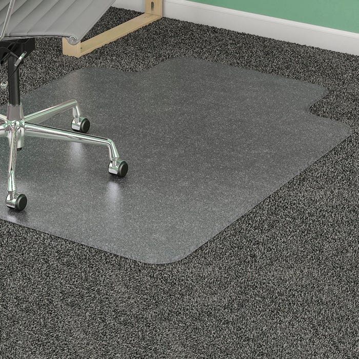 Lorell Medium-Pile Chair Mat, Standard Lip 19 x 10 Inches, 36 x 48 Inches, Clear