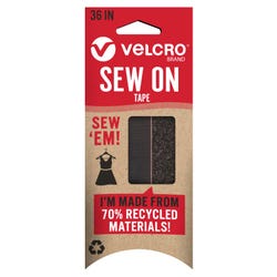 VELCRO Brand ECO Collection Sew On Tape, 3/4 Inch X 36 Inches, Black, Item Number 2102638