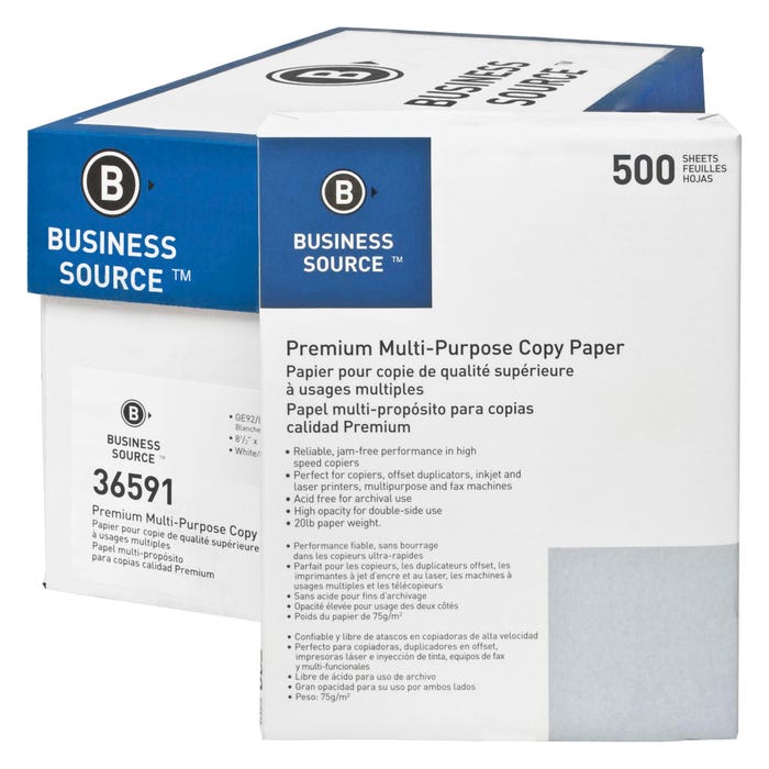 Business Source Copy Paper, 8-1/2 x 11 Inches, White, 5000 Sheets
