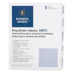 Business Source Write-On Tab Indexes, 5 Tab, White