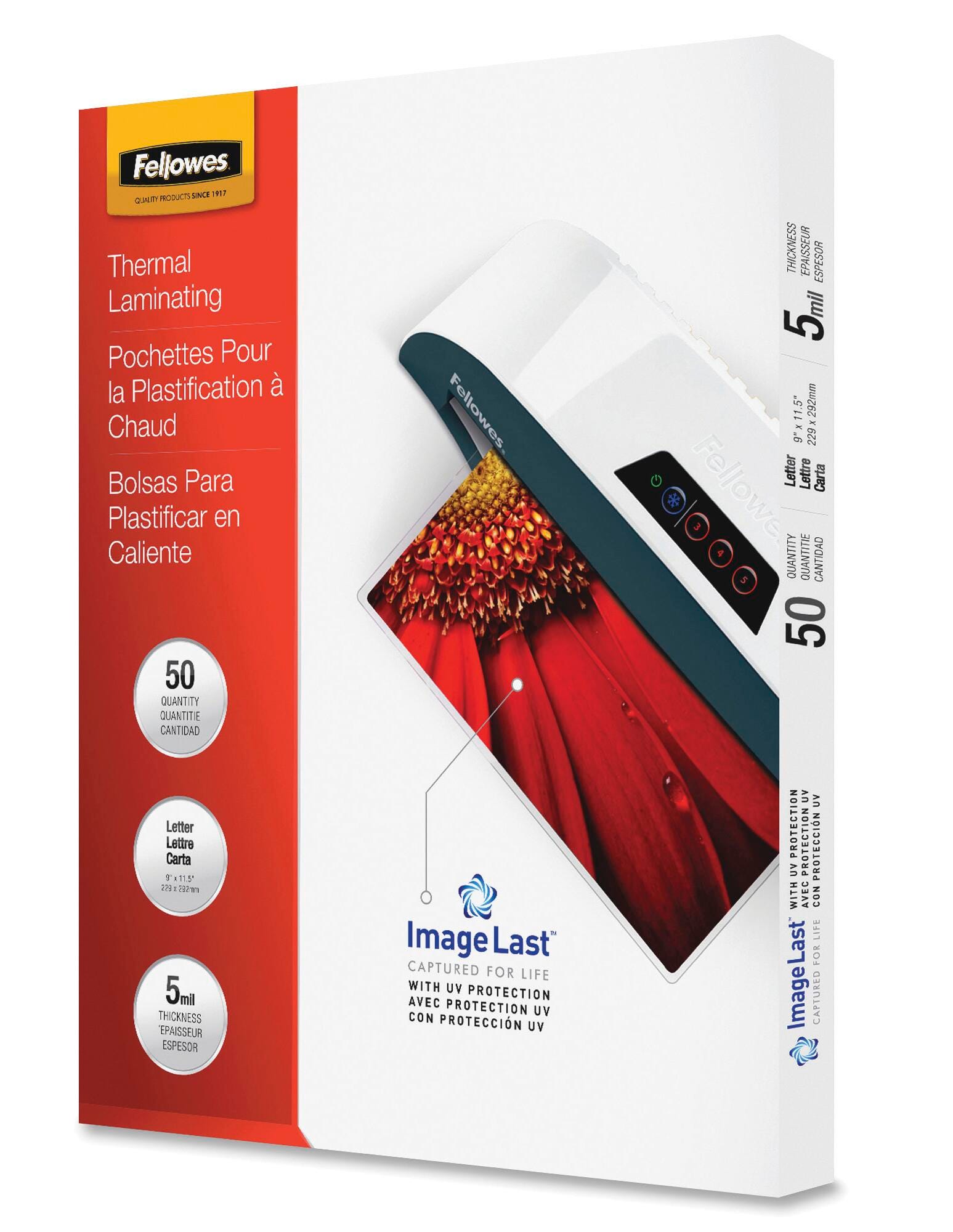 Fellowes Laminating Pouch, Letter, 5 mil Thickness, Pack of 50, Item Number 1501181