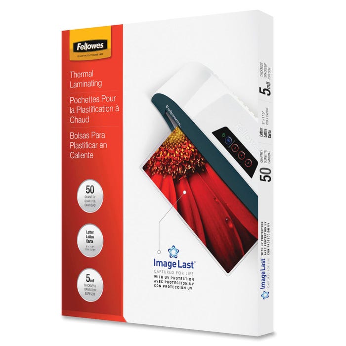 Fellowes Laminating Pouch, Letter, 5 mil Thickness, Pack of 50