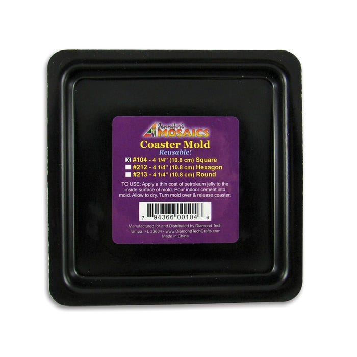 Jennifer's Mosaics Reusable Square Plastic Mosaic Coaster Mold, 4 Inches