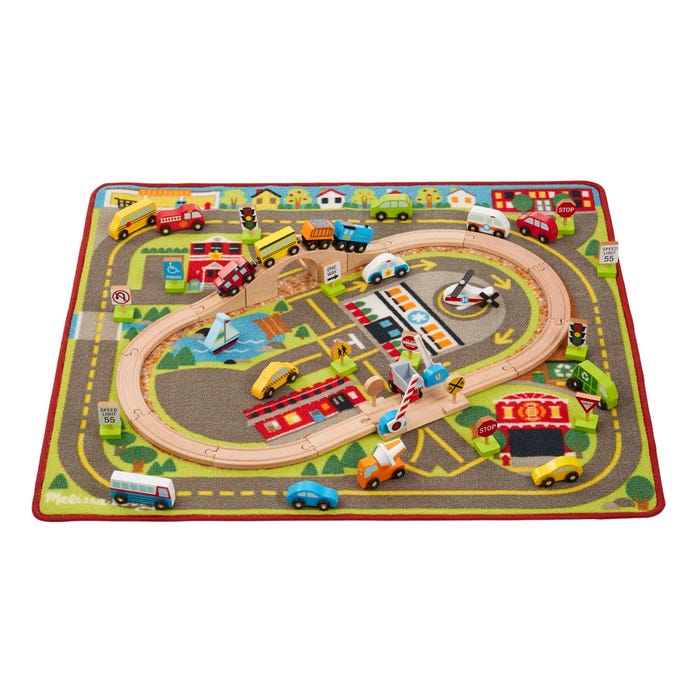Melissa & Doug Deluxe Multi Vehicle Activity Rug Play Set