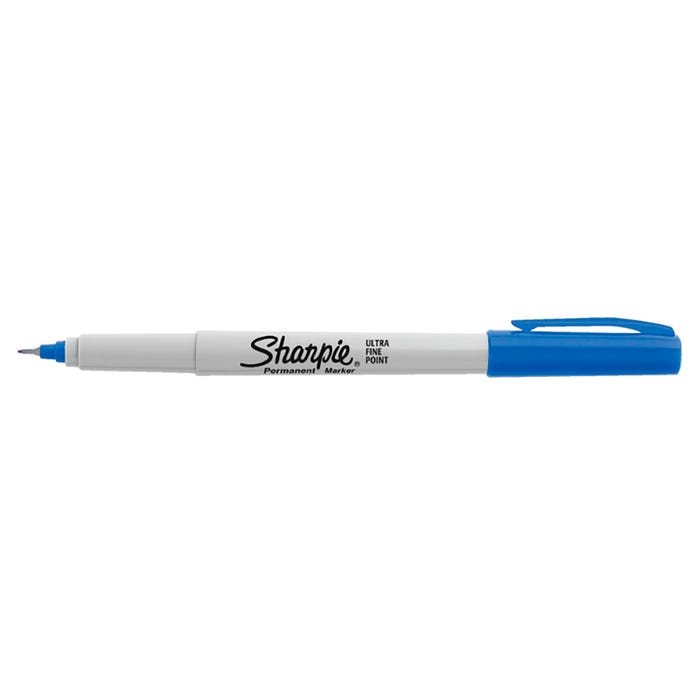 Sharpie Permanent Markers, Ultra Fine Point, Blue, Pack of 12
