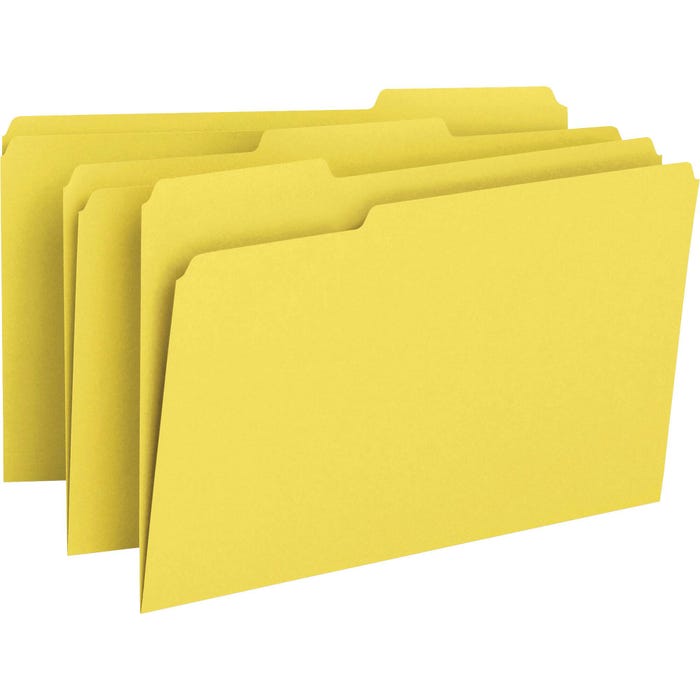 Smead File Folder, Legal Size, 1/3 Cut Tabs, Yellow, Pack of 100