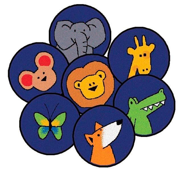 Carpets for Kids KID$Value PLUS God's Animals Seating Rugs, Rounds, 12 Inches, Multicolored, Set of 20, Item Number 1320502