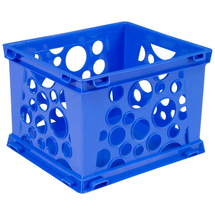 Storex Mini Stackable Storage Crate, 9 x 7-3/4 x 6 Inches, Blueberry