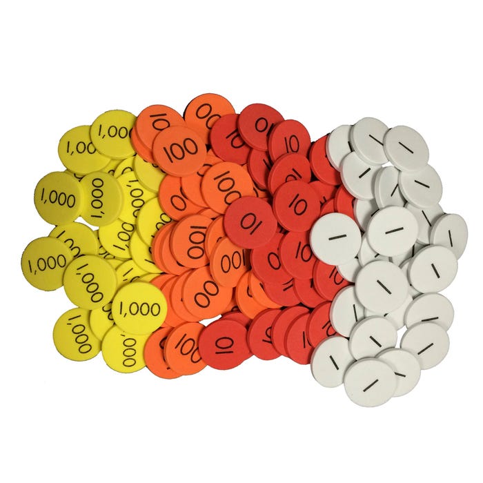 Sensational Math Place Value Discs 4-Value Whole Numbers, Set of 1200