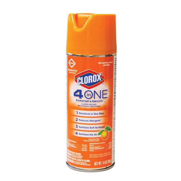 Clorox 4-in-One Disinfectant Spray, 14 Ounce Can, Citrus Scent