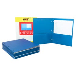 School Smart 2-Pocket Folders, Letter Size, 3 Hole Punched, Blue, Pack of 25 2136631