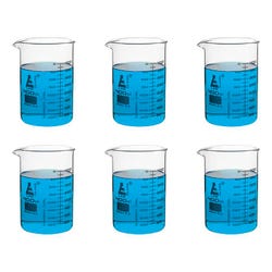 Eisco Labs Low Form Beaker, Borosilicate Glass, ASTM Certified, 400mL, Pack of 6