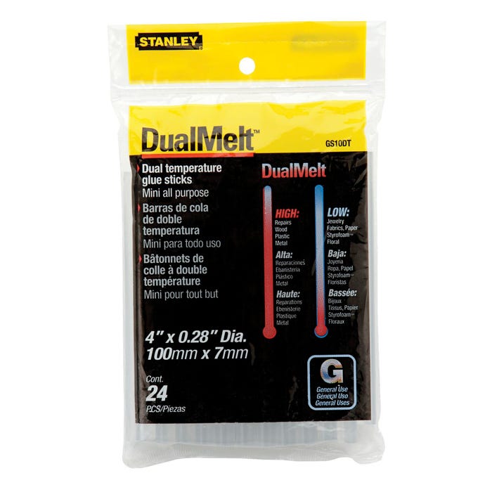 Stanley Dual Temperature Mini Glue Stick, 0.28 x 4 Inches, Clear, Pack of 24