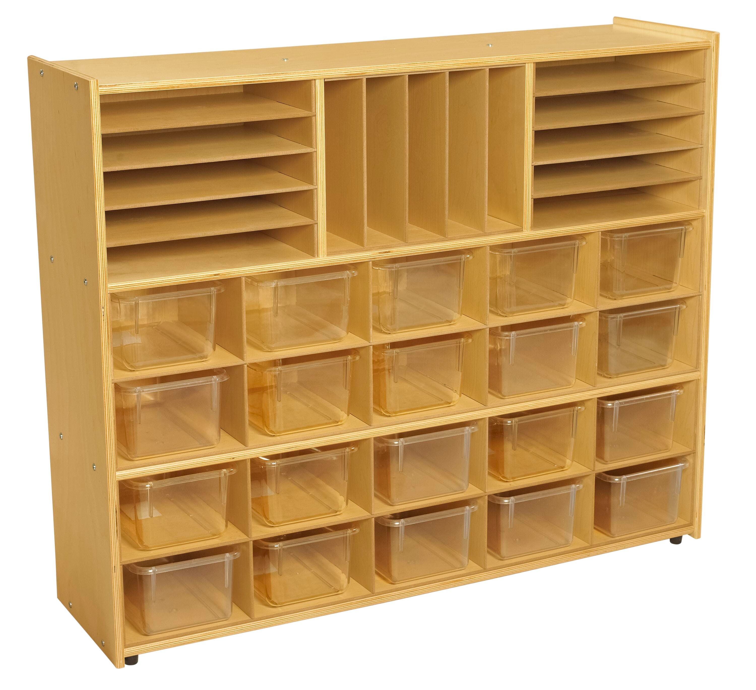 Childcraft ABC Furnishings Storage Unit, Cubbies with 20 Clear Trays, 48 x 13 x 40 Inches, Item Number 1537050