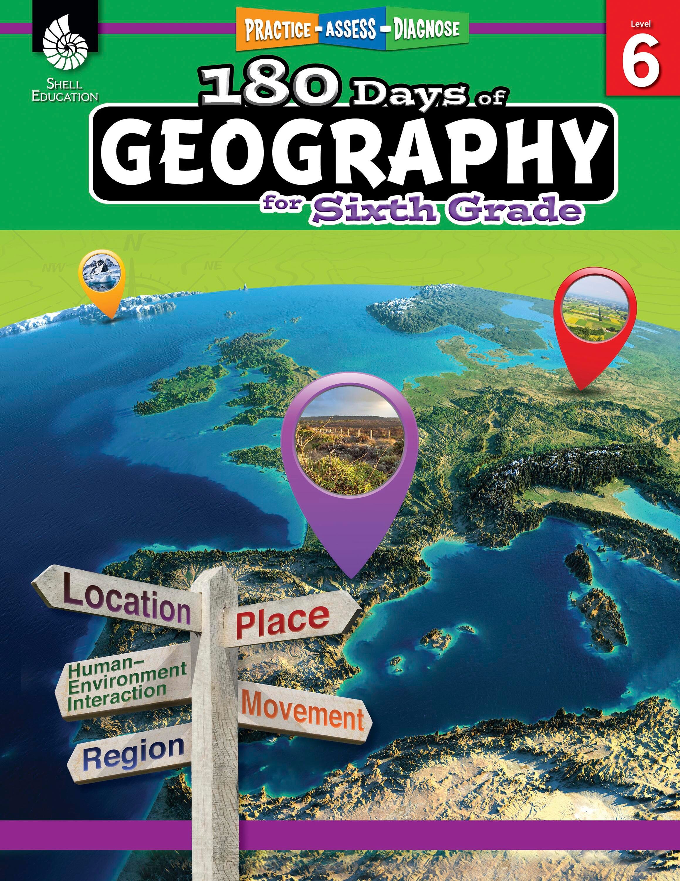 Shell Education 180 Days of Geography for Sixth Grade 2004746