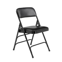 National Public Seating 1300 Premium Upholstered Folding Chair, Vinyl, 18 Gauge Steel Frame, Caviar Black, Set of 4 2051336