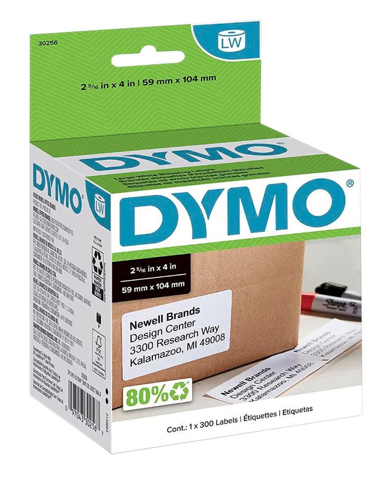 Dymo LabelWriter Large Shipping Labels, 2-5/16 x 4 Inches, White, Roll of 300 1093457