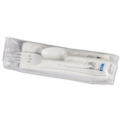 Genuine Joe Utensil Kit, White, Pack of 250, Item Number 1561218