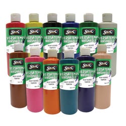 Sax Versatemp Washable Heavy-Bodied Tempera Paint, 1 Pint Bottles, Assorted Colors, Set of 12 1592696
