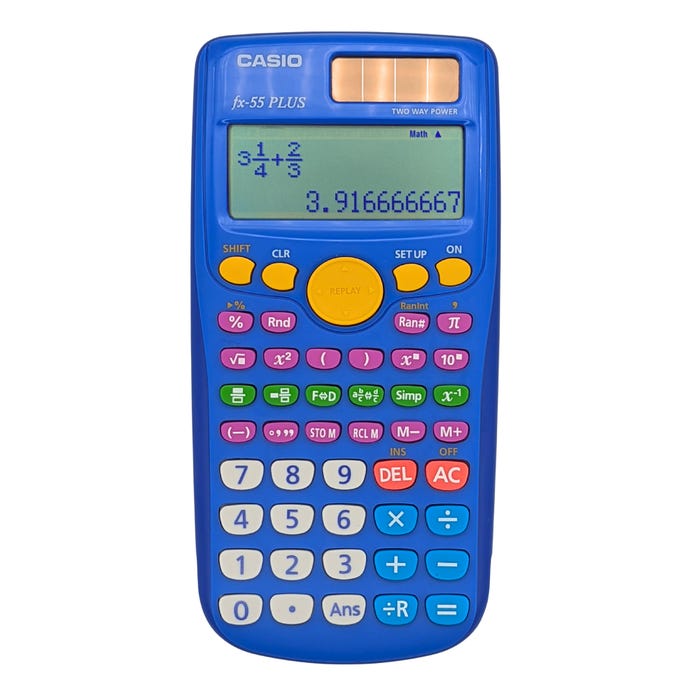Casio fx-55 PLUS Fraction Calculator, Blue