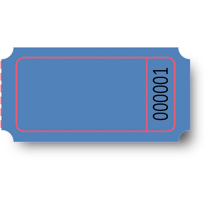 Premier Southern Ticket Single Roll Blank Tickets, 1 x 2 Inches, Blue, Pack of 2000