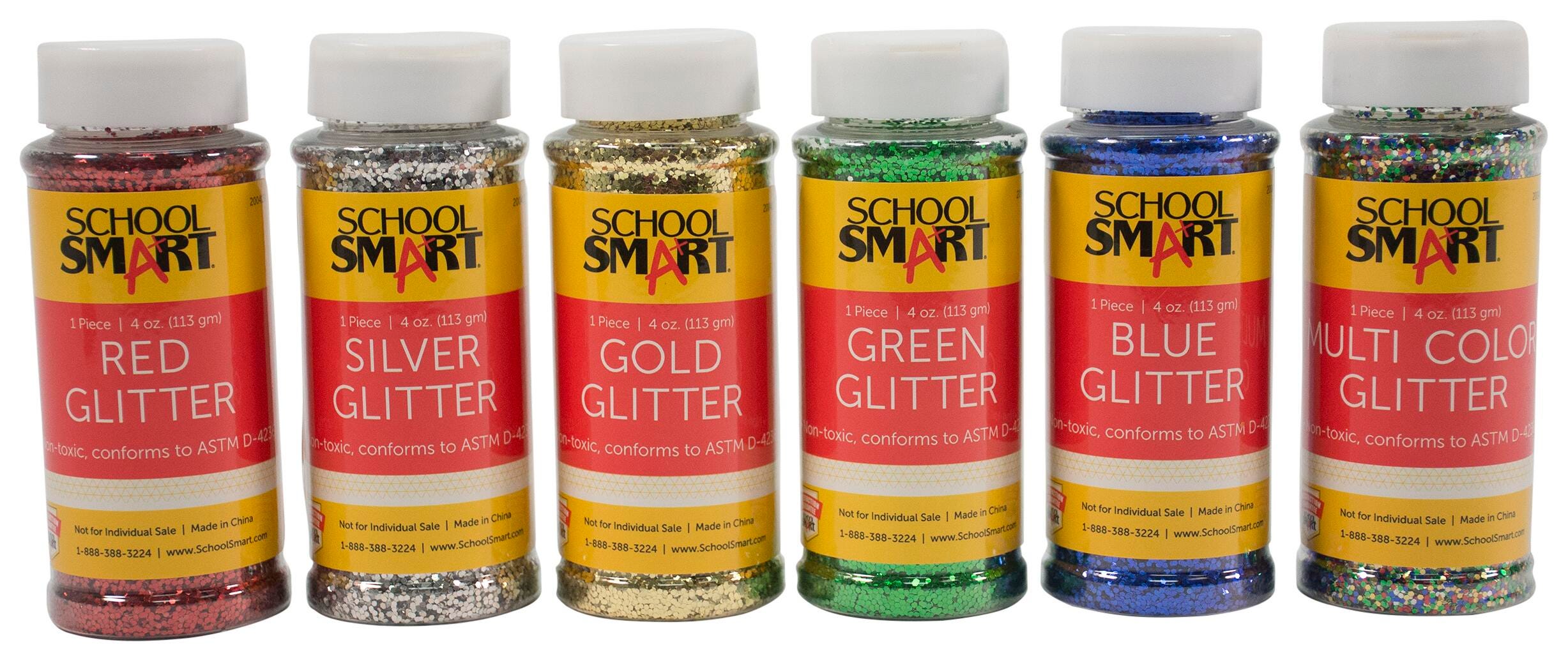 School Smart Craft Glitter, 4 Ounces, Assorted Colors, Pack of 6 2004138