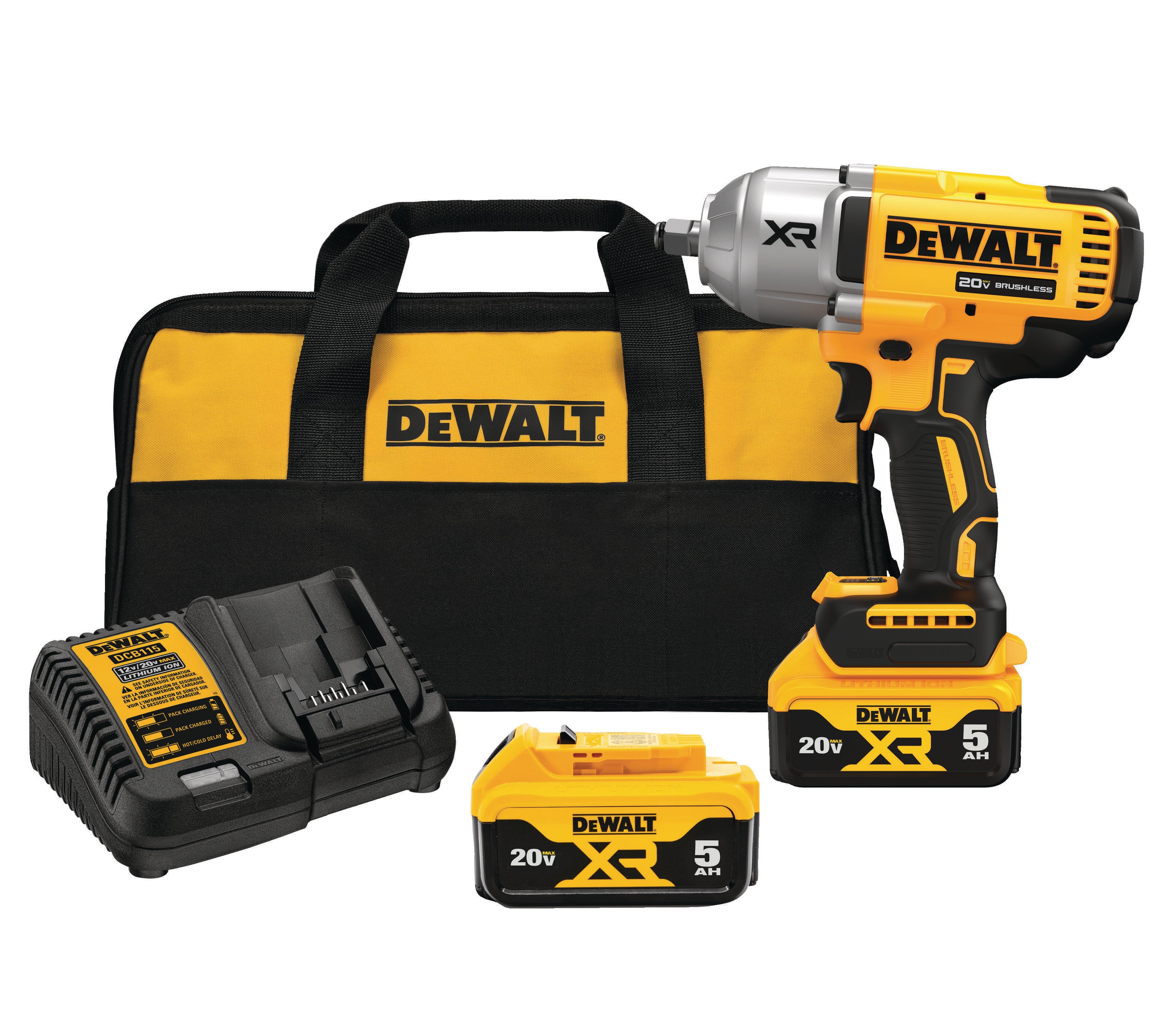 DEWALT 20V MAX XR 1/2-Inch High Torque Impact Wrench Kit with Hog Ring Anvil