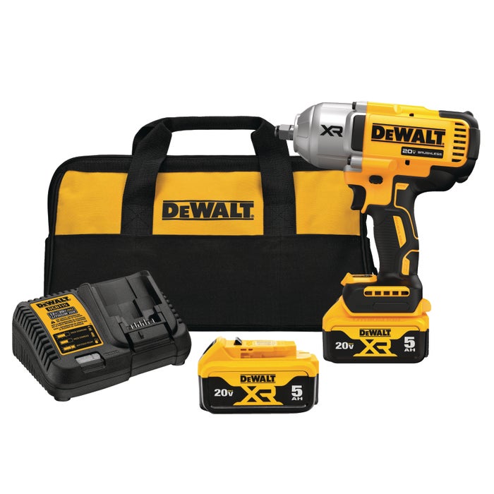 DEWALT 20V MAX XR 1/2-Inch High Torque Impact Wrench Kit with Hog Ring Anvil