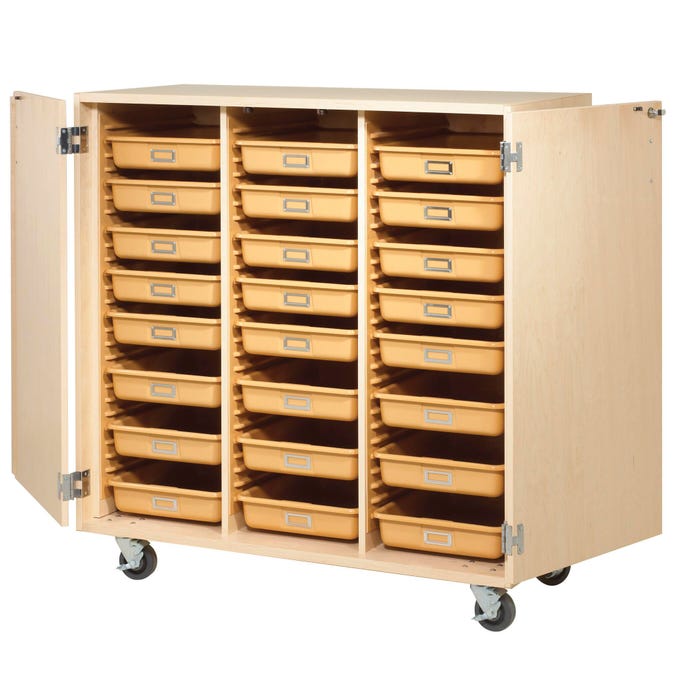 Diversified Spaces Mobile Tote Tray Cabinet, 48 x 22 x 51 Inches, Maple
