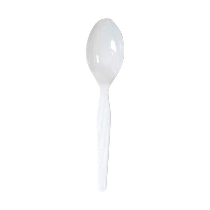 Dixie Foods Durable Mediumweight Shatter Resistant Teaspoon, Plastic, White, Pack of 1000